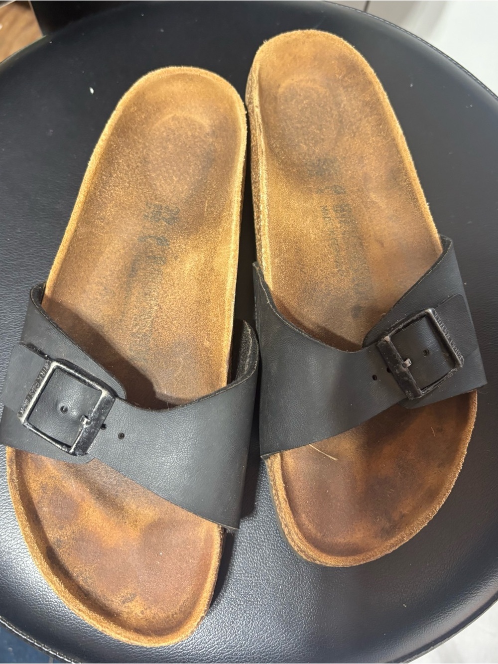 Birkenstock Madrid Black Birko-Flor Slide Sandals EU 39 US Women’s 8 Cork Footbe